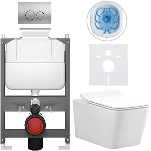 Kompletní WC set Basic/Forte - bílá lesklá - WC tlačítko Dualo/Stříbrná - ovládání shora - předstěnová instalace - 51x36 cm