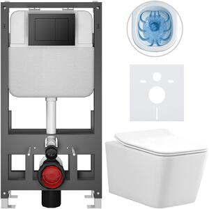 Kompletní WC set Basic/Forte - bílá lesklá - WC tlačítko Maxio/Černá - volně stojící - předstěnová instalace - 51x36 cm