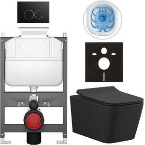 Kompletní WC set Basic/Forte - černá matná - WC tlačítko Dualo/Černá - ovládání shora - předstěnová instalace - 51x36 cm