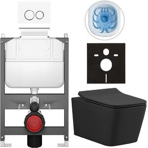Kompletní WC set Basic/Forte - černá matná - WC tlačítko Dualo/Bílá - ovládání shora - předstěnová instalace - 51x36 cm