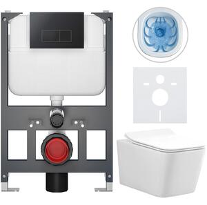 Kompletní WC set Basic/Forte - bílá lesklá - WC tlačítko Modulo/Černá - závěsné - nízký modul - předstěnová instalace - 51x36 cm