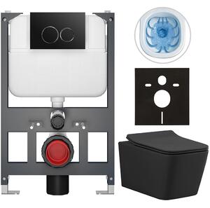 Kompletní WC set Basic/Forte - černá matná - WC tlačítko Dualo/Černá - závěsné - nízký modul - předstěnová instalace - 51x36 cm