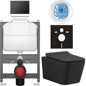 Kompletní WC set Basic/Forte - černá matná - WC tlačítko Maxio/Černá - ovládání shora - předstěnová instalace - 51x36 cm