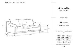 MAZZINI SOFAS Třímístná rozkládací pohovka s úložným prostorem Ancolie 215 × 94 × 90 cm