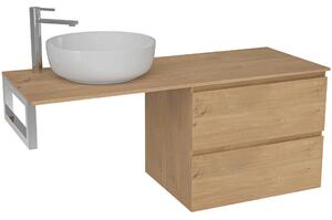 Koupelnová skříňka Carole - dub medový + deska pod umyvadlo Navira Slim - 18 mm + konzole chrom - 120x46x49,8 cm