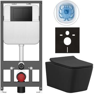Kompletní WC set Basic/Forte - černá matná - WC tlačítko Maxio/Černá - závěsné - předstěnová instalace - 51x36 cm