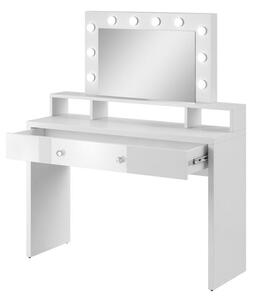 Toaletní stolek a zrcadlo Asola (bílá lesk)