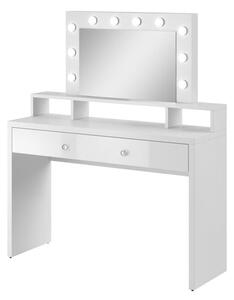 Toaletní stolek a zrcadlo Asola (bílá lesk)