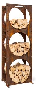 Blumfeldt Trio Circulo, stojan na dřevo, 55 × 160 × 30 cm, 3 mm ocel, regál, rezavý vzhled