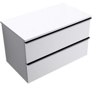 Koupelnová skříňka Velora - bílá matná, úchytka černá + deska pod umyvadlo Navira Slim - 18 mm - 80x54,8x46,5 cm