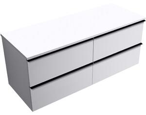 Koupelnová skříňka Velora - bílá matná, úchytka černá + deska pod umyvadlo Navira Slim - 18 mm - 120x54,8x46,5 cm