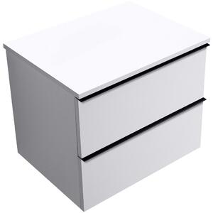 Koupelnová skříňka Velora - bílá matná, úchytka černá + deska pod umyvadlo Navira Slim - 18 mm - 70x54,8x46,5 cm