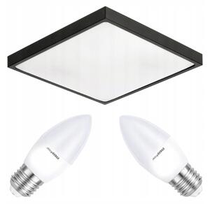 BERGE Stropní LED svítidlo LARI-S BLACK - 2xE27 IP20 + 2x E27 10W svíčka - studená bílá