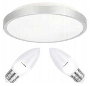 BERGE Stropní LED svítidlo SEMO-R SILVER - 2xE27 IP20 + 2x E27 10W svíčka - teplá bílá