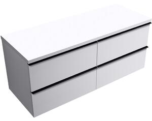 Koupelnová skříňka Velora - bílá matná, úchytka černá + deska pod umyvadlo Navira Pro - 36 mm - 120x56,6x46,5 cm