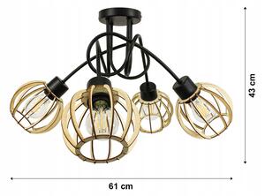 BERGE Závěsná lampa LOFT - 4x E27 - malá dřevěná koule