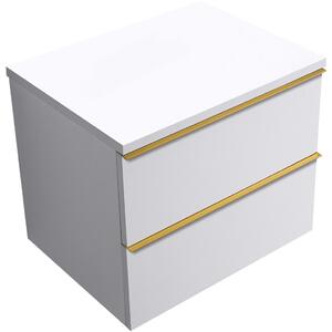 Koupelnová skříňka Velora - bílá matná, úchytka zlatá + deska pod umyvadlo Navira Pro - 36 mm - 70x56,6x46,5 cm