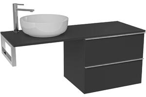 Koupelnová skříňka Velora - černá matná, úchytka chrom + deska pod umyvadlo Navira Slim - 18 mm + konzole chrom - 120x54,8x46,5 cm