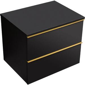 Koupelnová skříňka Velora - černá matná, úchytka zlatá + deska pod umyvadlo Navira Slim - 18 mm - 60x54,8x46,5 cm