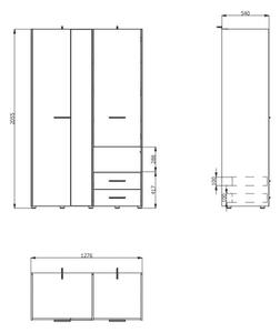 Šatní skříň Caspe - 128x206x54 cm (bílá)