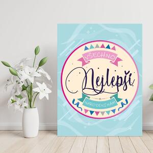 Sablio Dárková cedulka Všechno nejlepší k narozeninám: 30x40 cm