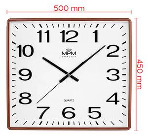 Hranaté plastové hodiny hnědé MPM E01.4225.50