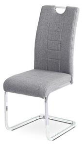 Autronic DCL-404 GREY2 - Jídelní židle, šedá látka, kovová pohupová chromovaná podnož