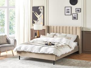 Sametová postel 140 x 200 cm béžová VILLETTE