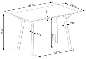 Jídelní stůl Balen 140x77x80 cm (šedá, černá)