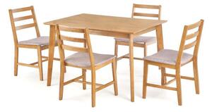 Jídelní set Korden - 4x židle, 1x stůl (dub, šedá)