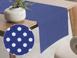 Biante Bavlněný běhoun na stůl Sandra SA-338 Bílé puntíky na modrém 20x120 cm