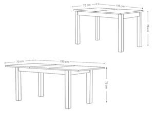 Jídelní stůl Rozo rozkládací 115-155x76x70 cm (bílá)