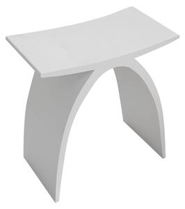 Koupelnová stolička z litého mramoru Tara - bílá matná - 43x43x23,5cm