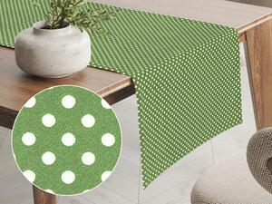 Biante Bavlněný běhoun na stůl Sandra SA-336 Bílé puntíky na zeleném 20x120 cm