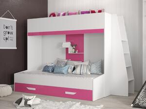 Patrová postel Party 17 Barevné provedení: bílá, úchyty: růžové 90x200 cm