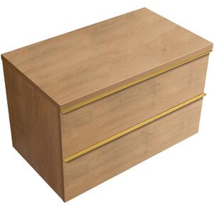 Koupelnová skříňka Velora - dub medový, úchytka zlatá + deska pod umyvadlo Navira Pro - 36 mm - 80x56,6x46,5 cm