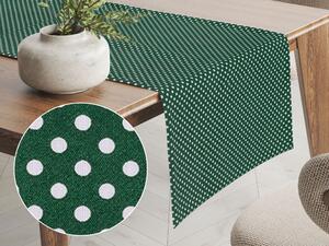 Biante Bavlněný běhoun na stůl Sandra SA-337 Bílé puntíky na tmavě zeleném 20x120 cm