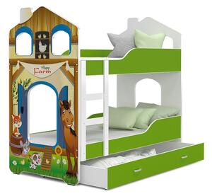AJK Poschoďová postel Dan DOMEK - farma Velikost spací plochy: 160x80, Barva: bílá
