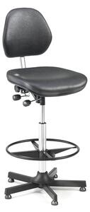 AJ Produkty Pracovní židle AUGUSTA, 650-900 mm, opěrný kruh, koženka, černá