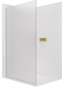 Sprchová zástěna Walk-in Crystal L/P - 8 mm - bezvzpěrový systém - zlatá, mléčné sklo - 70x200 cm