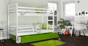 Poschoďová postel Jacek MDF - bílá + jiné varianty Velikost spací plochy: 160x80, Barva: zelená, Matrace: ne