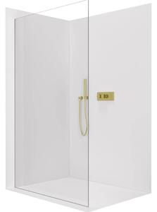 Sprchová zástěna Walk-in Crystal L/P - 8 mm - bezvzpěrový systém - zlatá, transparentní sklo - 60x200 cm