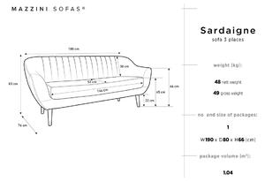 MAZZINI SOFAS Třímístná pohovka Sardaigne 188 × 76 × 83 cm