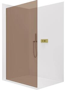 Sprchová zástěna Walk-in Crystal L/P - 8 mm - bezvzpěrový systém - zlatá, bronzové sklo - 50x200 cm