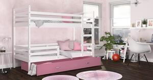 Poschoďová postel Jacek MDF - bílá + jiné varianty Velikost spací plochy: 160x80, Barva: růžová, Matrace: ne
