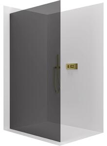 Sprchová zástěna Walk-in Crystal L/P - 8 mm - bezvzpěrový systém - zlatá, grafitové sklo - 60x200 cm
