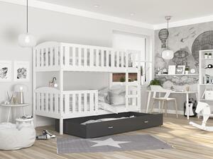 Poschoďová postel Kubus MDF - bílá + varianty Velikost spací plochy: 160x80, Barva: šedá, Matrace: ne