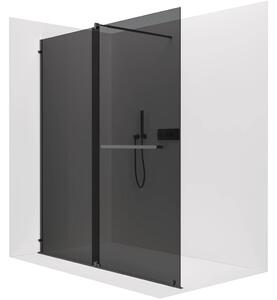 Sprchová zástěna Walk-in Medin L/P - 8 mm - černá matná, grafitové sklo - 120x195 cm - dvoudílná posuvná