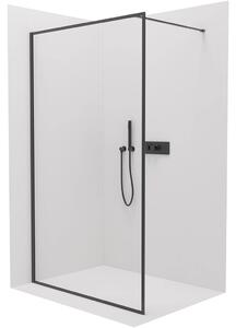 Sprchová zástěna Walk-in Moreli L/P - 8 mm - černá matná, transparentní sklo - 60x200 cm