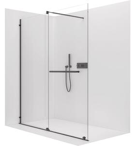Sprchová zástěna Walk-in Medin L/P - 8 mm - černá matná, transparentní sklo - 120x195 cm - dvoudílná posuvná